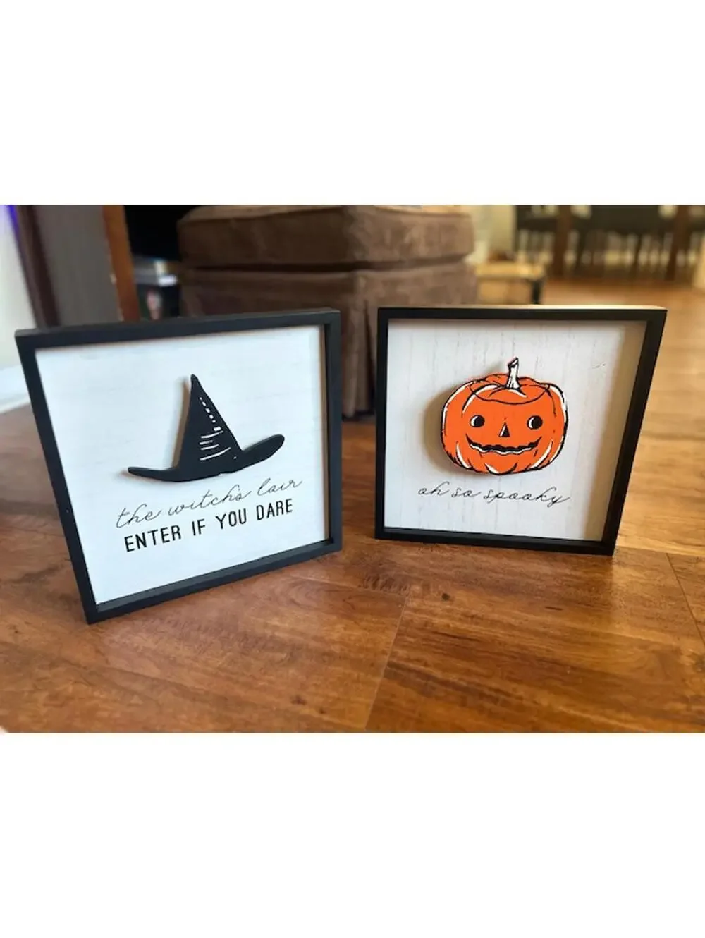 Halloween Themed Decorative Wall Signs - Witch Hat and Pumpkin